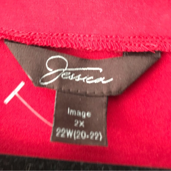 Jessica Image V-Neck, Empire Waist, Plus Size Red Sequin Shirt, Size 2X - Picture 5 of 7